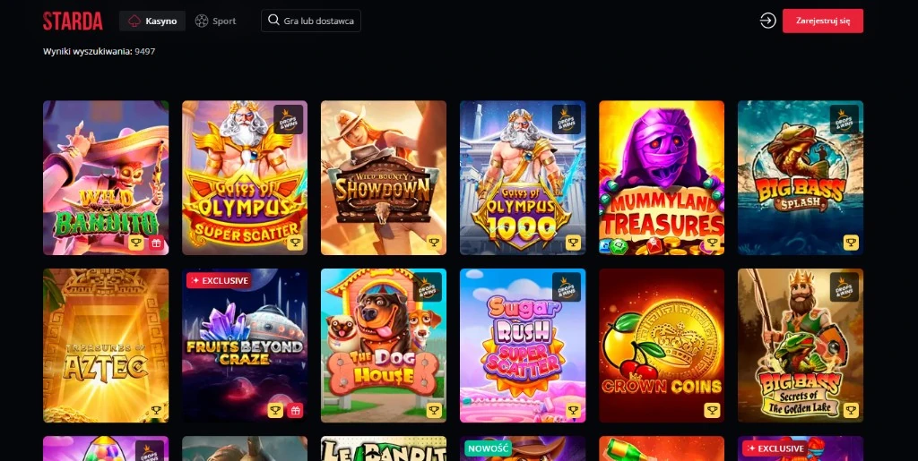 Sloty w Starda Casino - 9497 gier w wyszukiwarce